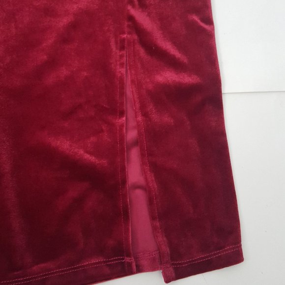 New Women's En Focus Studio Velvet Dress Burgundy Size 8 - Picture 6 of 7